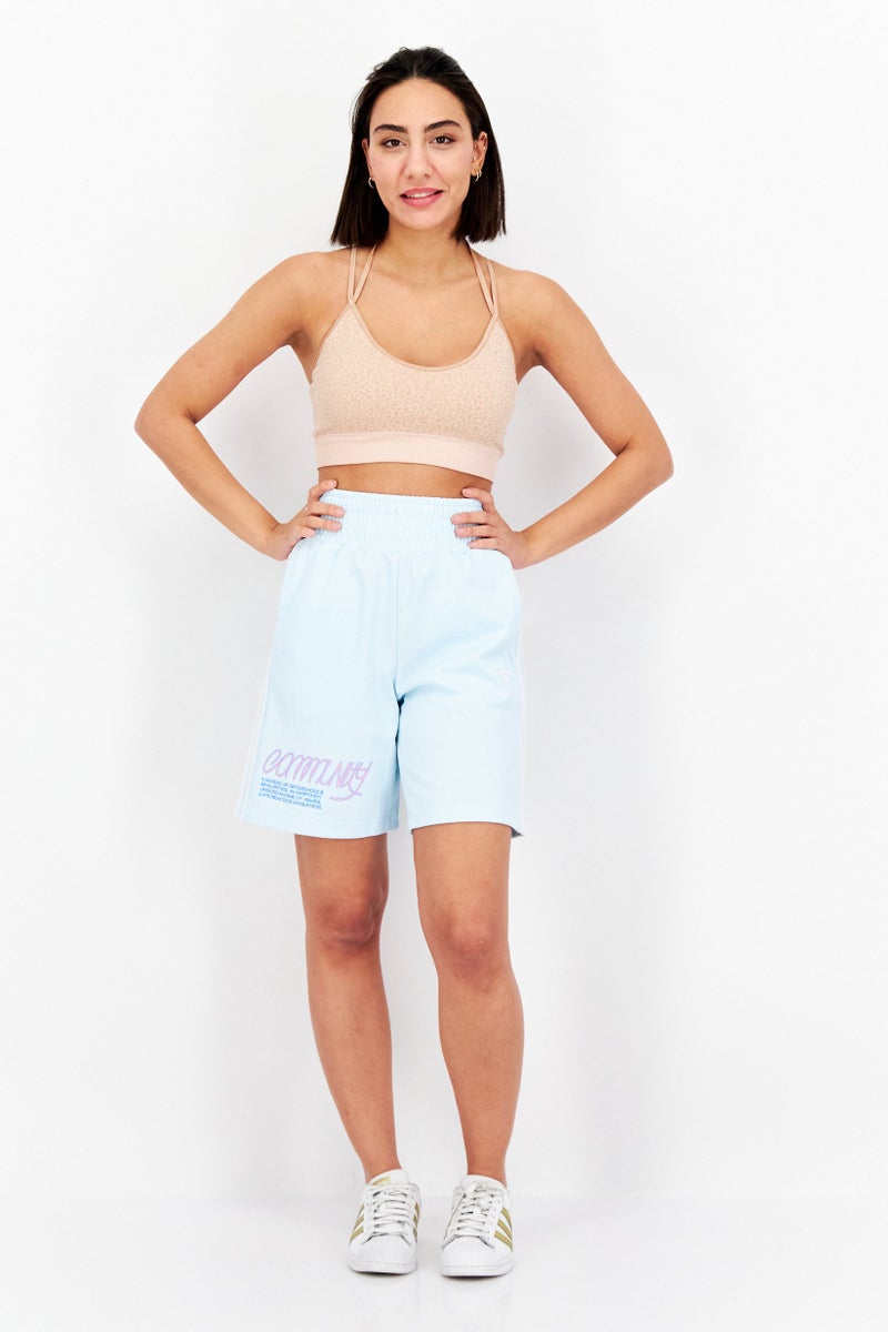 adidas Originals Women Sportswear Fit Brand Logo Training Shorts, Light Blue - Image 2